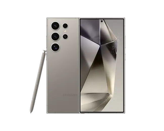 Samsung Galaxy S24 Ultra front and back with S Pen