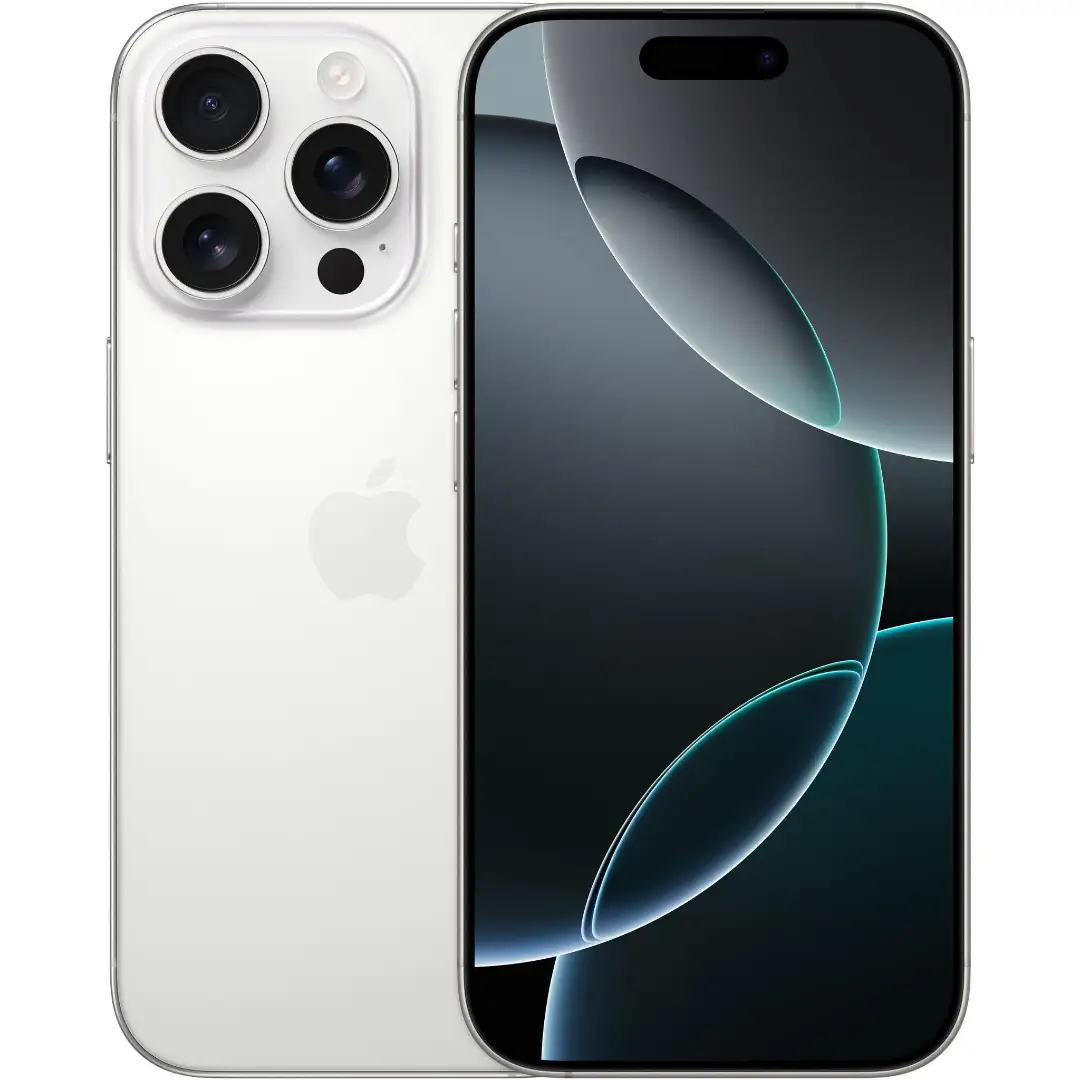 Apple iPhone 16 Pro front and back on clean white background